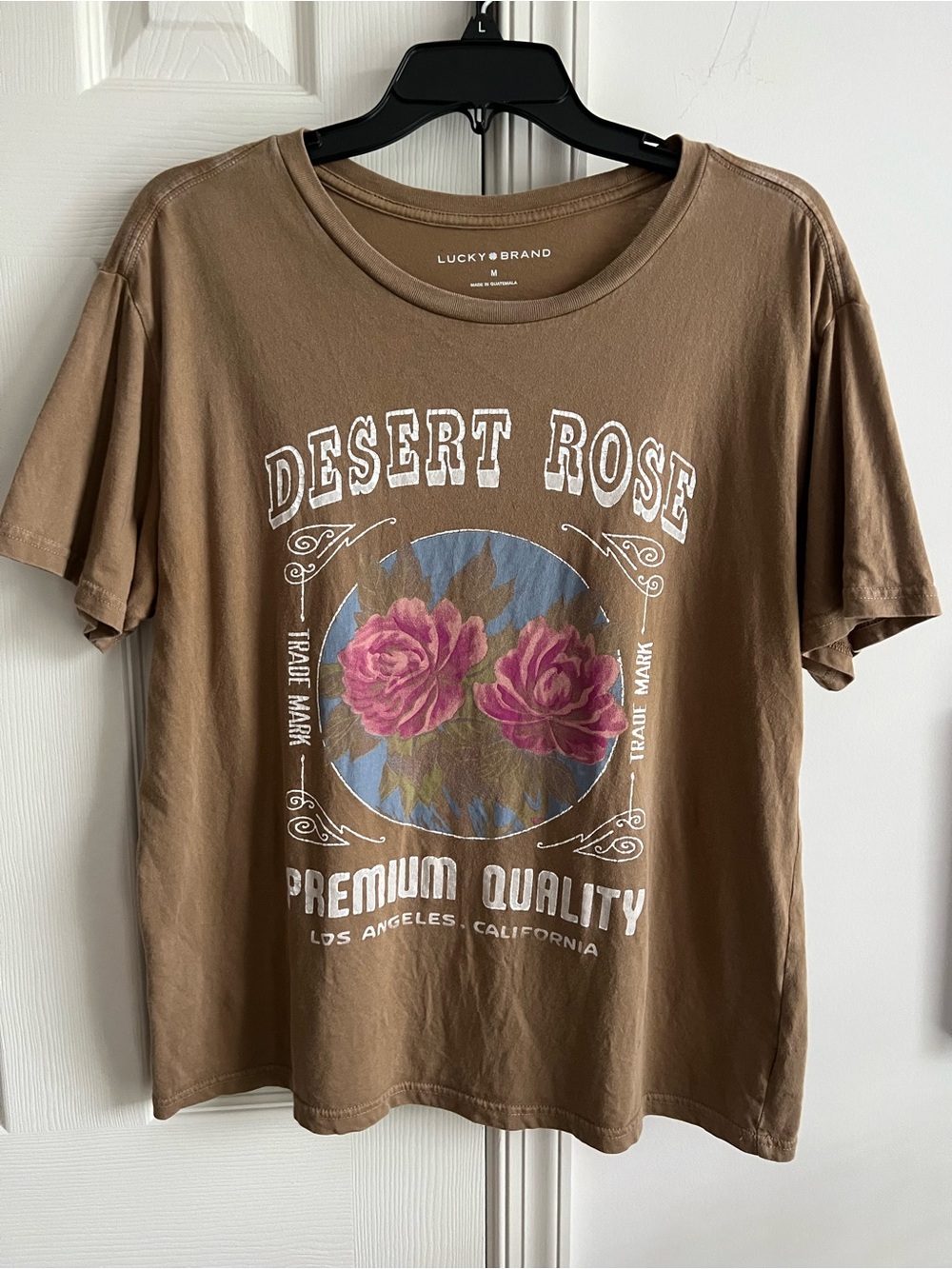 Lucky Brand Desert Rose Graphic Tee - Brown with Pink Floral M